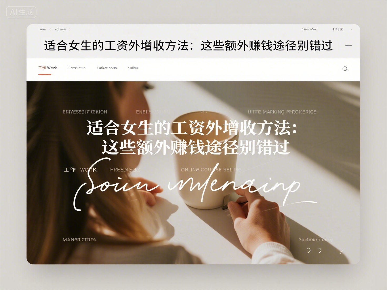 适合女生的工资外增收方法：这些额外赚钱途径别错过